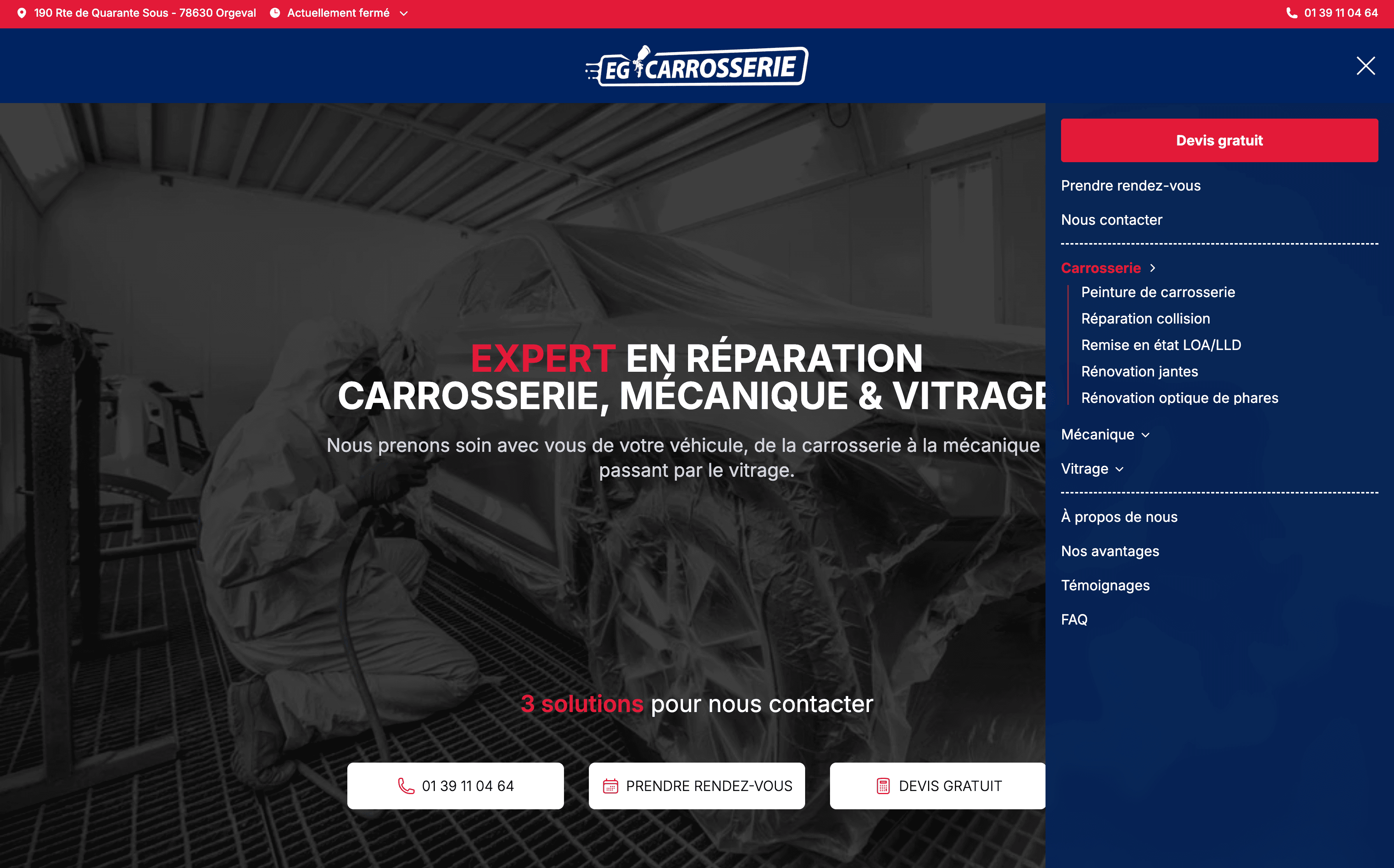 EG Carrosserie website screenshot