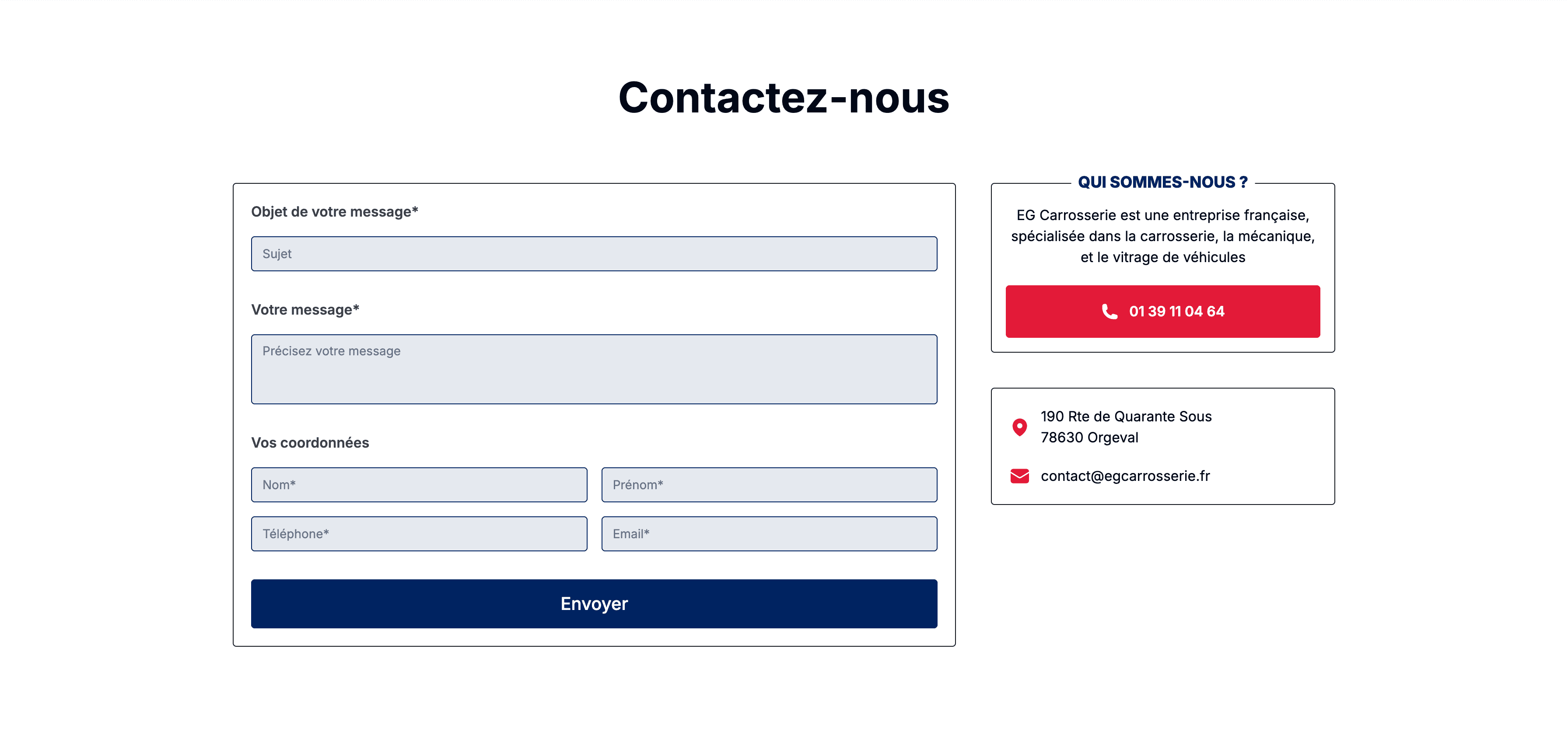 EG Carrosserie website screenshot