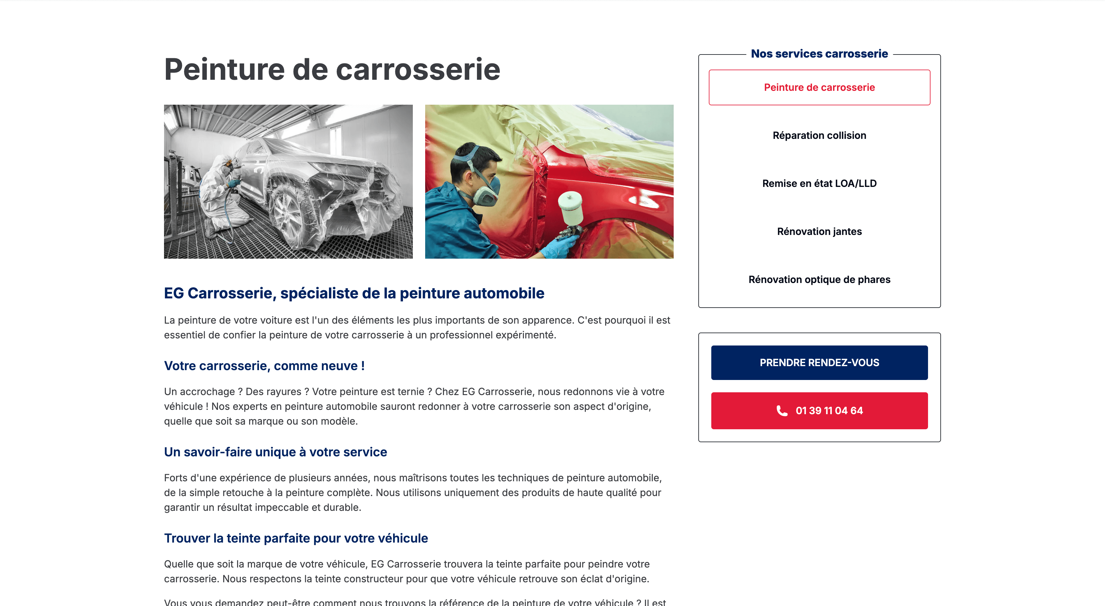 EG Carrosserie website screenshot