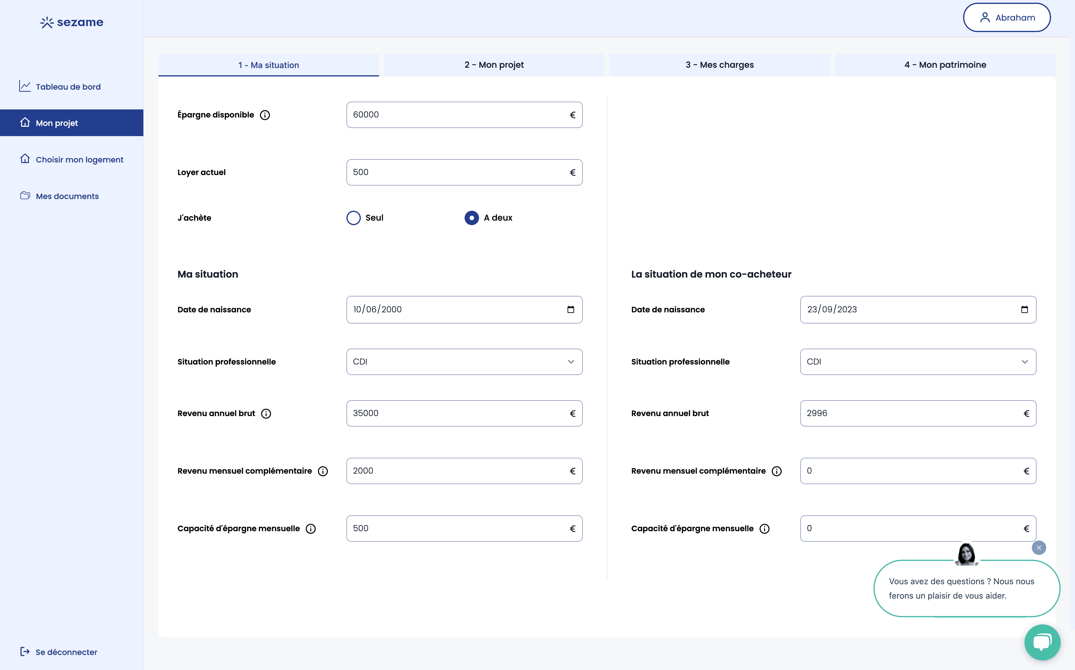 Sezame - Dashboard Client