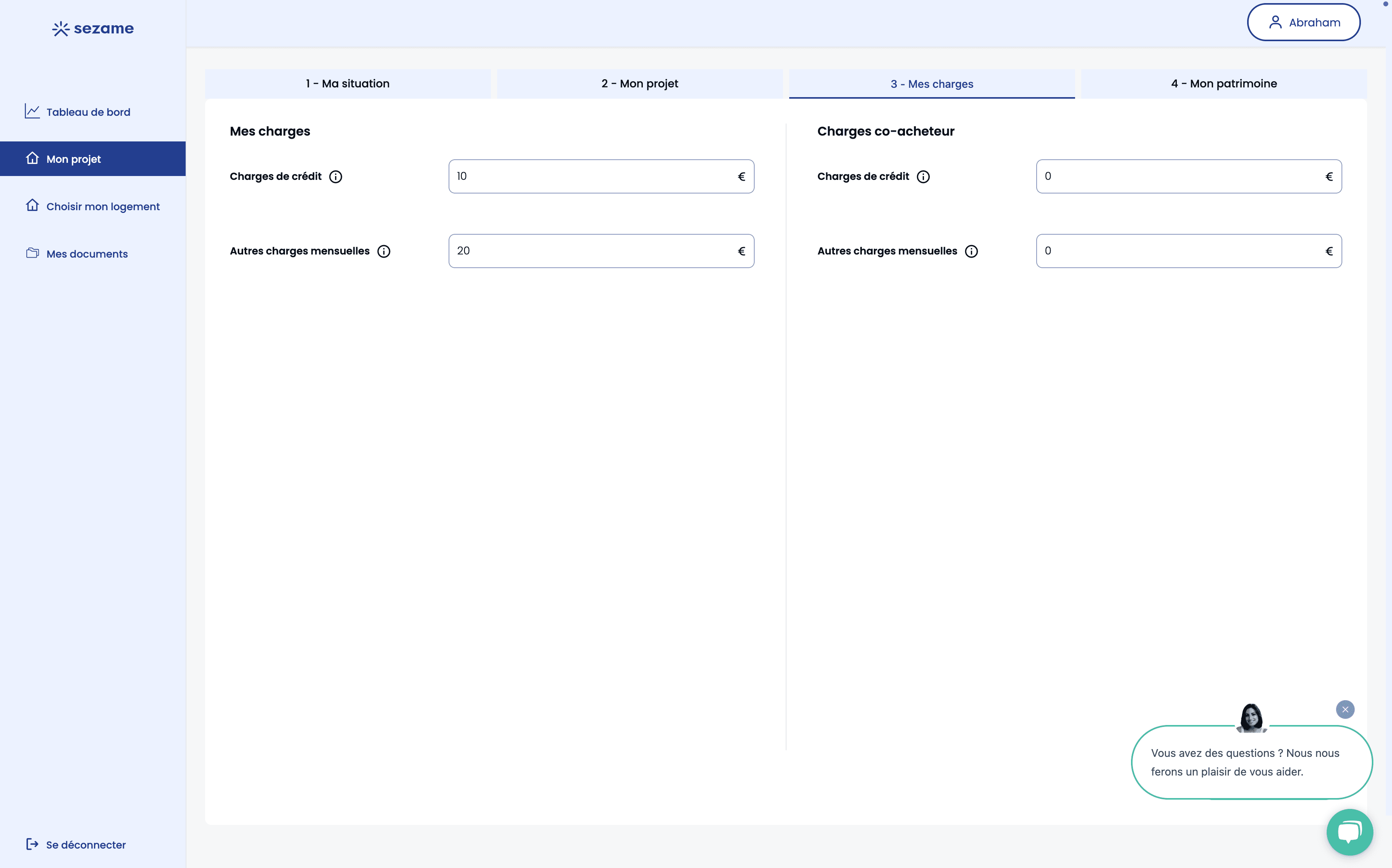 Sezame - Dashboard Client